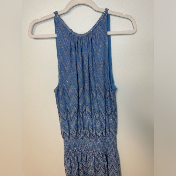 NWT RAMY BROOK Paris Jacquard Metallic Chevron Sleeveless Blue Boho Dress Sz M - Picture 11 of 16